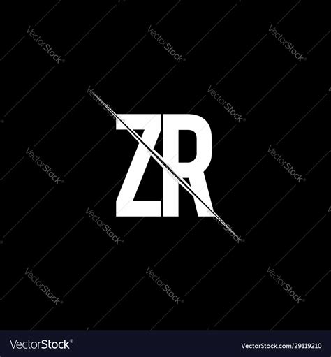 Zr Logo Monogram With Slash Style Design Template Vector Image