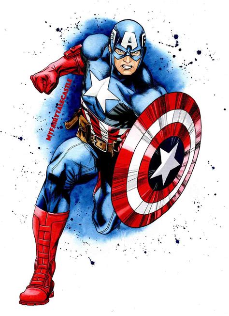 Captain Amerika Watercolor Drawing Rmarvelstudios