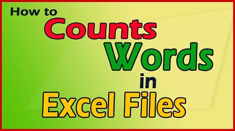 How To Count Words In Excel Files Xlsxlsxxlt Youtube