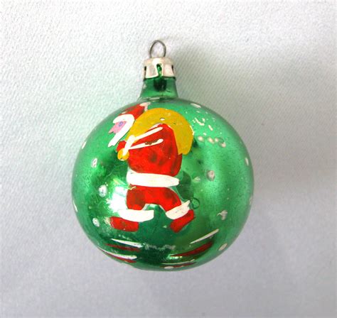 S Poland Mercury Glass Santa Claus Ornament Hand Painted Santa