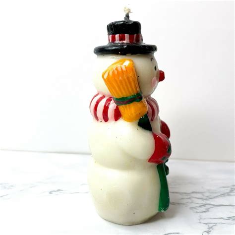 Vintage Snowman Candle Christmas Figural Shaped Wax 6 Etsy