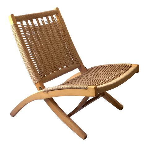 Mid Century Wegner Or Wels Style Danish Folding Rope Chair Chairish