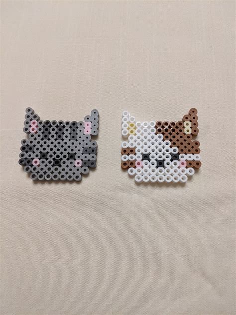 Cats Gray Tiger White And Brown Perler Beads Etsy Hamma Beads Ideas