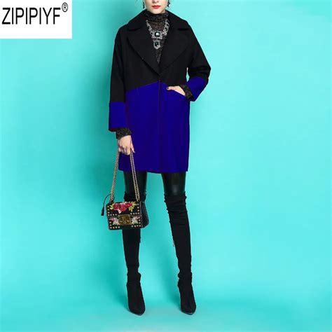 New Spring Autumn Trench 2018 Slim Single Button Coat Turn Down Collar Long Sleeve Patchwork