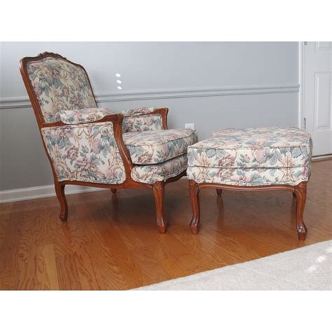 1990s Ethan Allen Bergere Chair And Ottoman A Pair Chairish