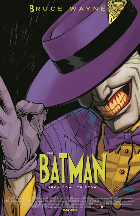 The Joker Is Wearing A Purple Hat And Holding His Hand Up In Front Of Him