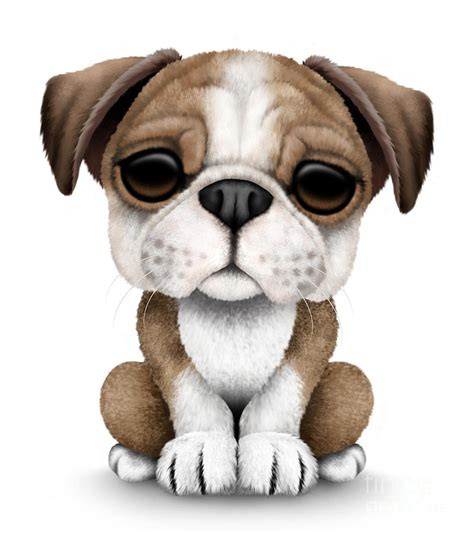 Cute English Bulldog Puppy Digital Art By Jeff Bartels