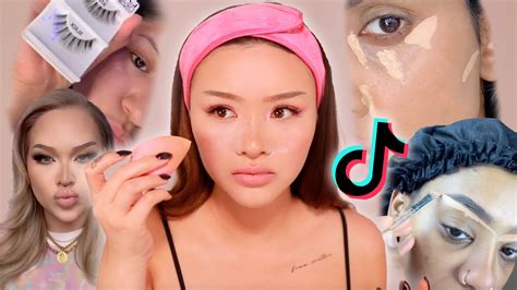 Full Face Of Tik Tok Makeup Hacks 🤔 Sacheu Youtube