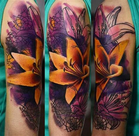 Stunning Abstract Flowers Tattoo By Timur Lysenko