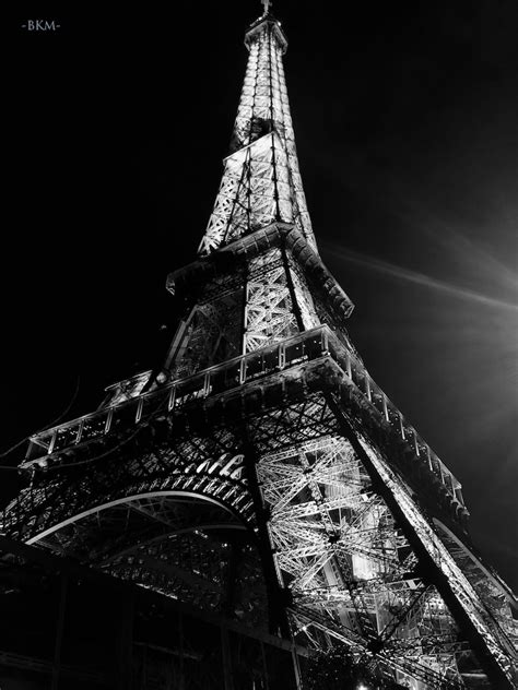 Eiffel Tower At Night Black And White Paris France Fine Art