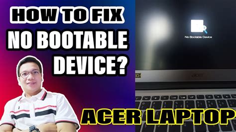 How To Fix No Bootable Device Acer Laptop Youtube