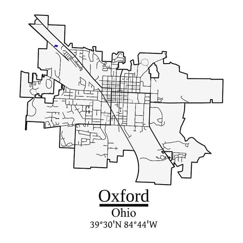 Oxford Ohio Road Map Art Blue Rivers And Dark Painting By Will Young