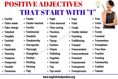 520 Adjectives That Start With T With Useful Examples English Study