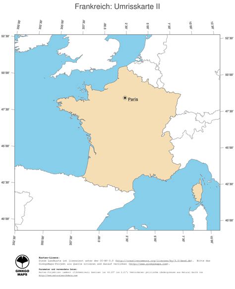 Frankreich zählt mit einer einwohnerzahl von knapp 66 millionen zu den bevölkerungsreichsten ländern europas. Landkarte Frankreich; GinkgoMaps Landkarten Sammlung ...