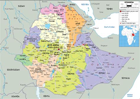 Administratively, it consists of most of amhara, all of tigray, and the northern part of afar. Ethiopia Map (Political) - Worldometer