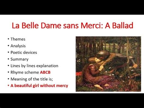 La Belle Dame Sans Merci A Ballad By John Keats Themes Analysis Poetic Devices