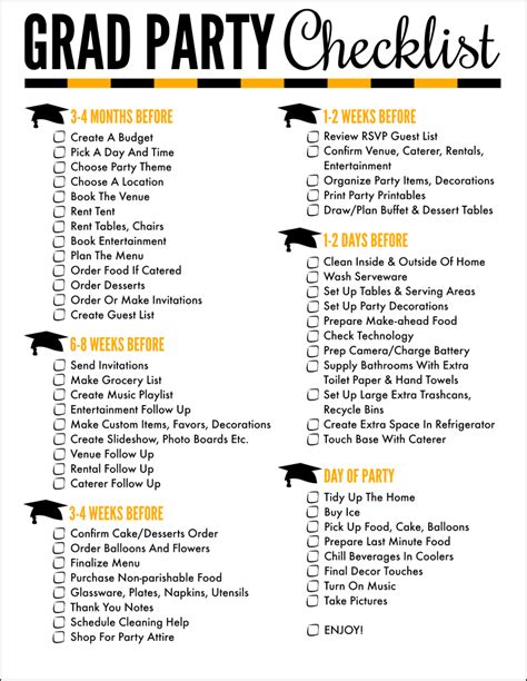plan the perfect party with a free printable graduation party checklist oh my creative