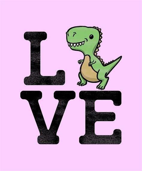 Dinosaur Love Cute Cartoon T Rex Image Art Ts Painting By Yvette