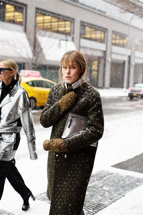 On The StreetSnowy Day New York Street Style 2016 Street Chic