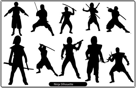 Ninja Silhouette Vector Bundle Set Graphic By Uniquedesignteam