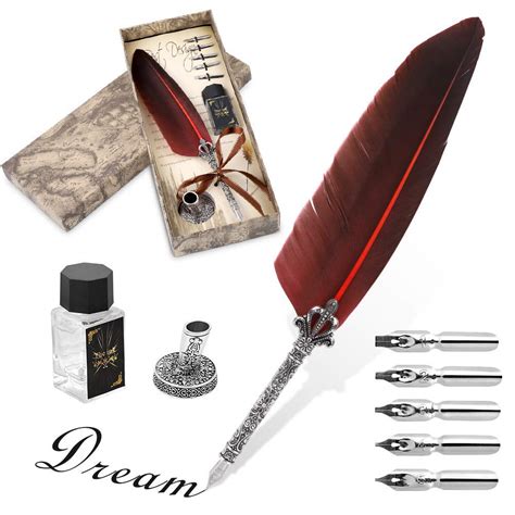 Buy Quill Pen And Ink Set Antique Feather Handmade Caligraphy
