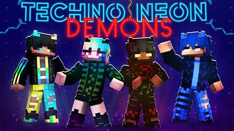 Techno Neon Demons By The Lucky Petals Minecraft Skin Pack
