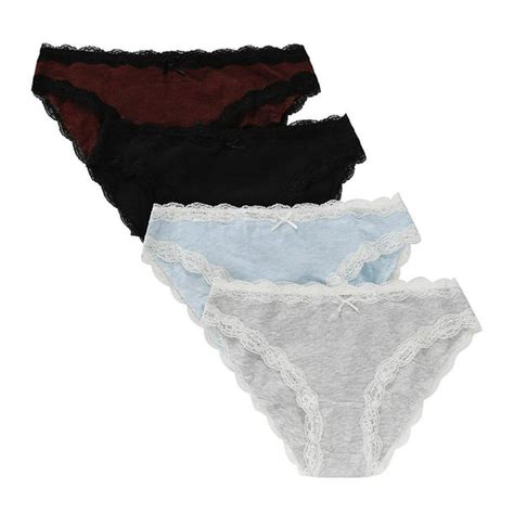 Charmo Charmo Womens Cotton Nylon Panties Lace Trim Hipster Briefs