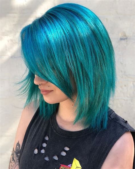Teal Blue Hair Color Elissawolfe Hair Mermaid Hair Hair Color Blue