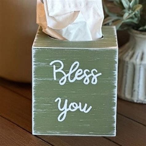 Tissue Box Cover Bless You Farmhouse Bathroom Decor Rustic Etsy