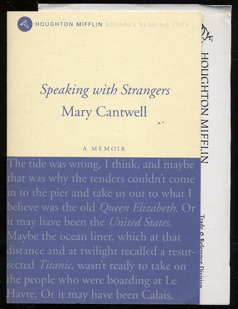 Speaking With Strangers By Cantwell Mary Fine Softcover 1998