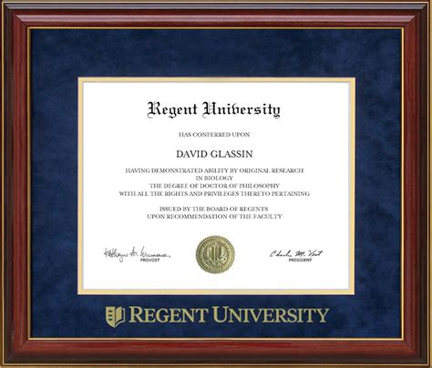 Regent University Diploma Frame With Ultrasuede Matting By Wordyisms