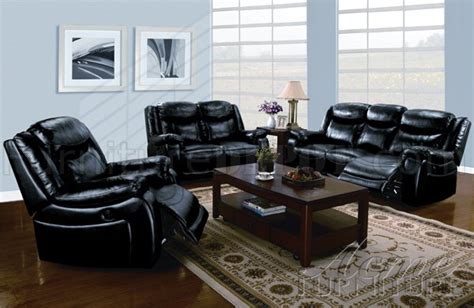 Black Bonded Leather Modern Moreno Motion Sofa Set Woptions