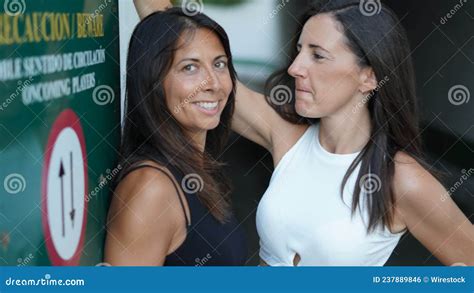 Spanish Lesbian Couple Happily Posi Stock Photo Image Of Spain