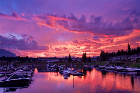 Sunset Over British Columbia Canada Hd Wallpaper Background Image