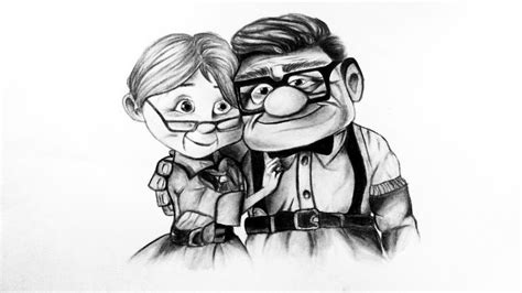 Ellie And Carl Drawing By Me With Charcoal Drawings Art Drawings