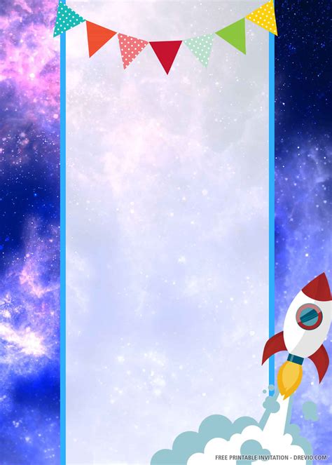 Galaxy Rocket Invitation Download Hundreds Free Printable Birthday