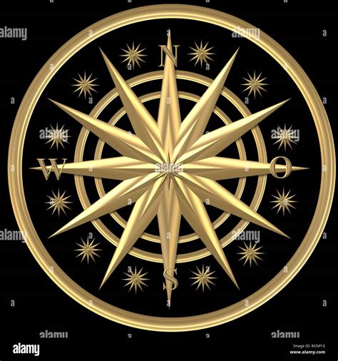 Goldener Kompass - Windrose - schiffssteuerrad Stockfotografie - Alamy