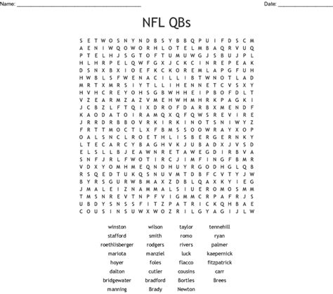 NFL Word Search Worksheets 101 Activity