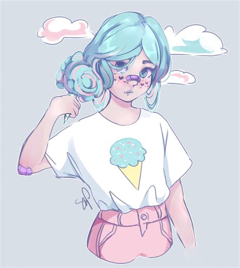 Pastel Cotton Candy Anime Girl