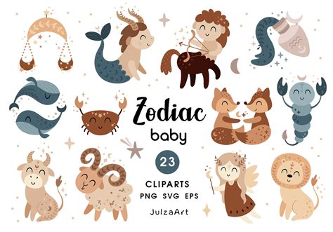 Zodiac Baby Clipart Zodiac Sign Svg Lindo Horóscopo Infantil Etsy España