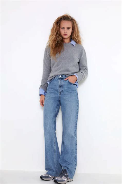 Zara Hi Rise Wide Leg Full Length Jeans
