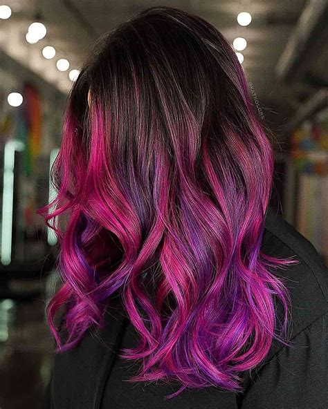 Make Your Brown Hair Pop With Pink Purple Highlights Get Noticed With