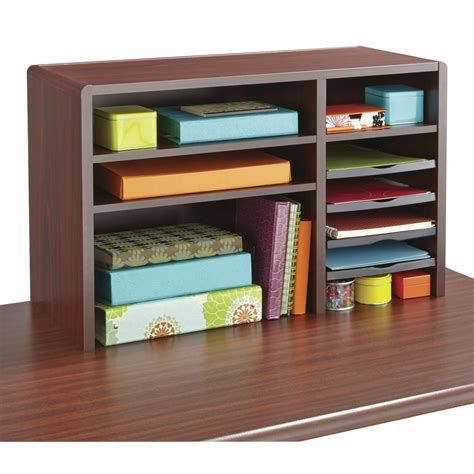 29w Compact Desk Top Organizer Mahogany