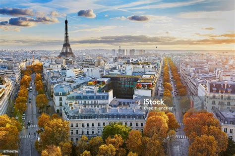 Imagen De Vista Aérea Panorámica Paisaje Urbano De París Francia