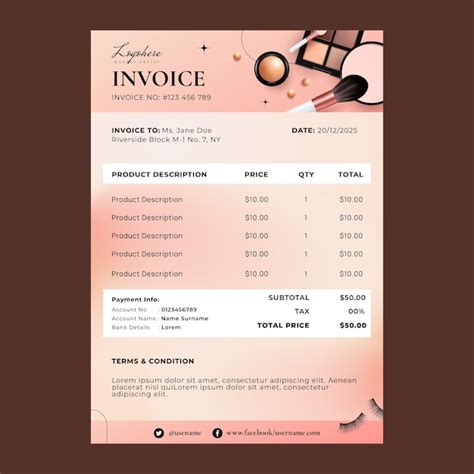Makeup Invoice Template