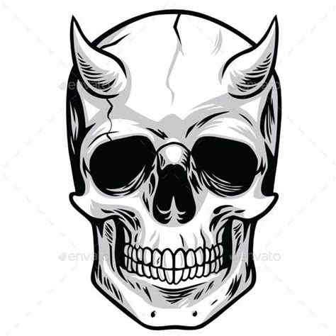 Demon Head Skull Vector Illustrations Skulls Drawing Skull Vector