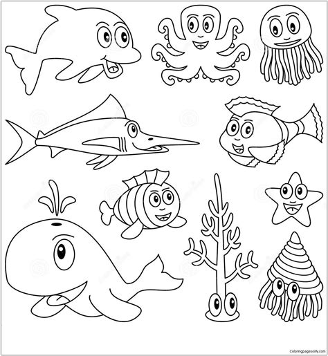 Sea Animals 1 Coloring Pages Nature And Seasons Coloring Pages