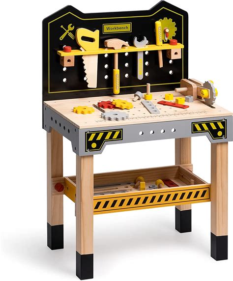 Robud Wooden Tool Workbench Toy For Kids And Toddlers Pretend Play Tool