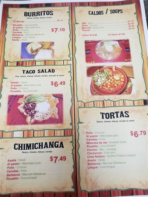 Carta de El Molcajete Mexican restaurant, Joliet