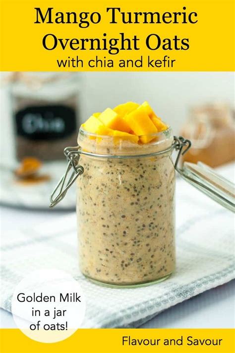Stir 1 scoop of your favorite protein powder into the base recipe. Mango Turmeric Overnight Oats with Kefir | Recipe in 2020 ...